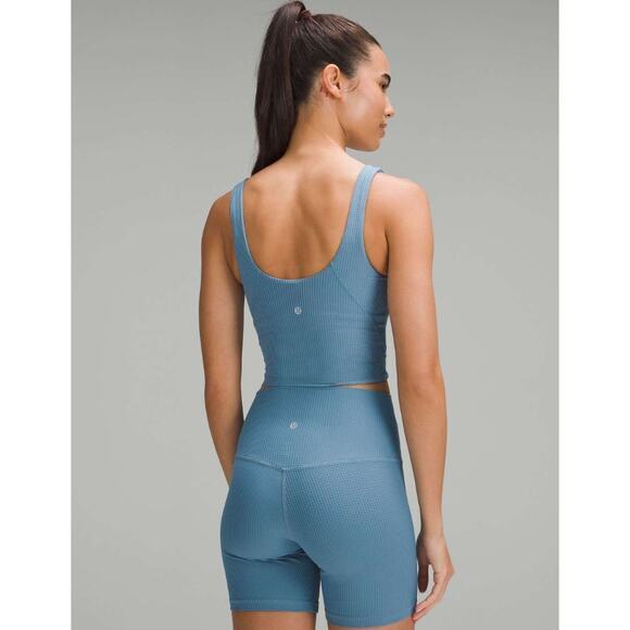 lululemon athletica Tops - Lululemon‎ Scoop Neck Yoga Tank Top *Grid Texture Utility Blue